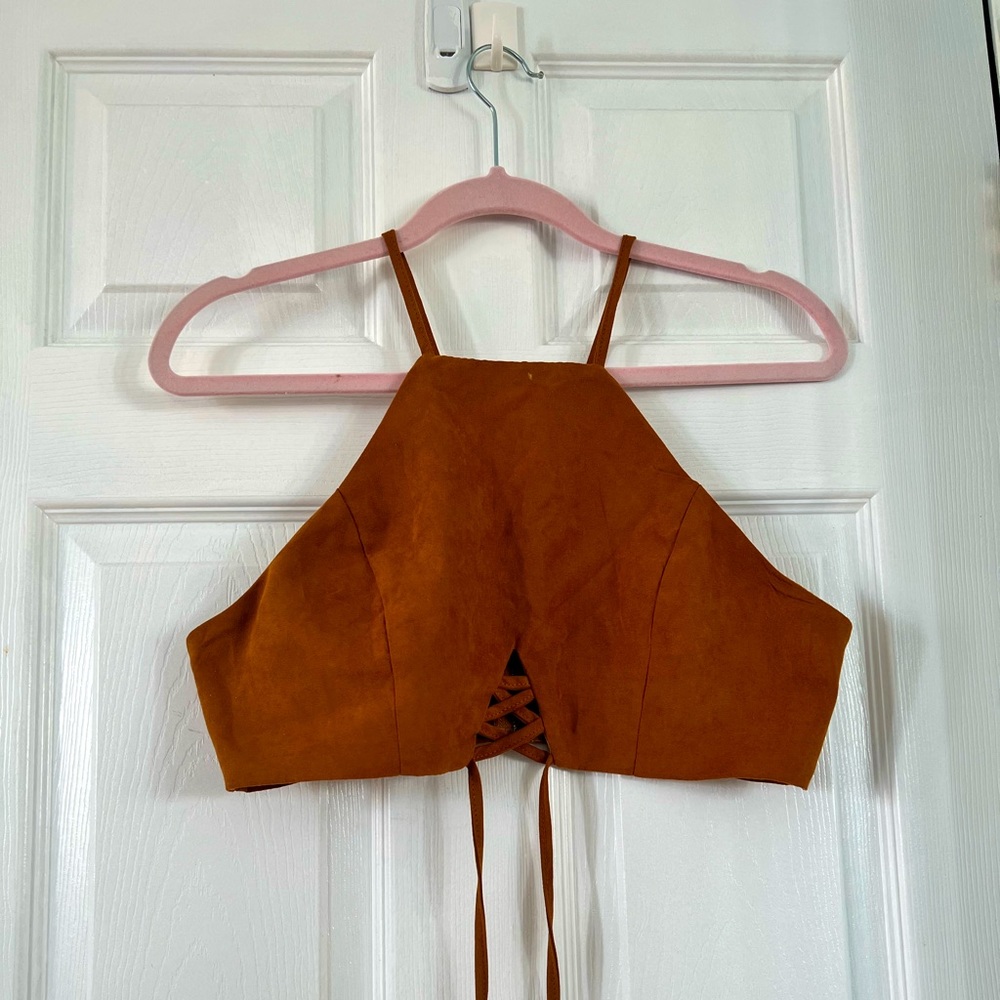Tan mini crop top